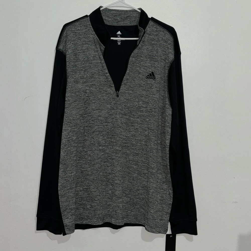 Adidas Double Pique Golf Men's Grey Black 1/4 Zip Pullover Size XL New Tags